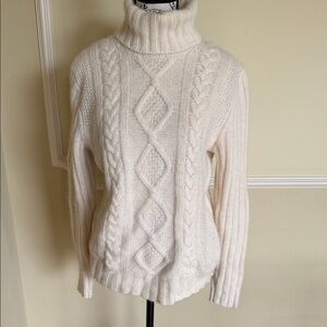 Banana Republic Cream Cable Knit Turtleneck Sweater